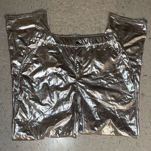 Coofandy Shiny Silver Pants Size M Stetch Halloween